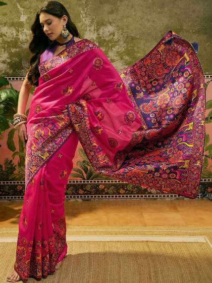 Sangria Woven Design
                        Saree with Unstitched Blouse