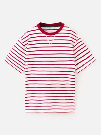 Mango Kids Boys Striped
                    Drop-Shoulder Sleeves T-shirt