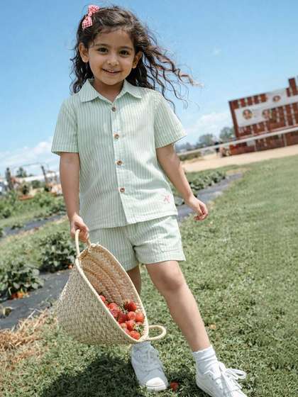 Somersault Girls Striped
                    Night suit