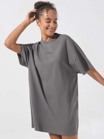 CULT Women Dark Grey
                        Soft Form Oversized T-shirt Dress