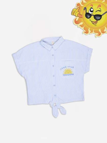 Pantaloons Junior Girls
                    Striped Cotton Boxy Top