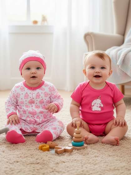 MeeMee Infants 5-Pcs
                    Printed Cotton Baby Apparel Gift Set