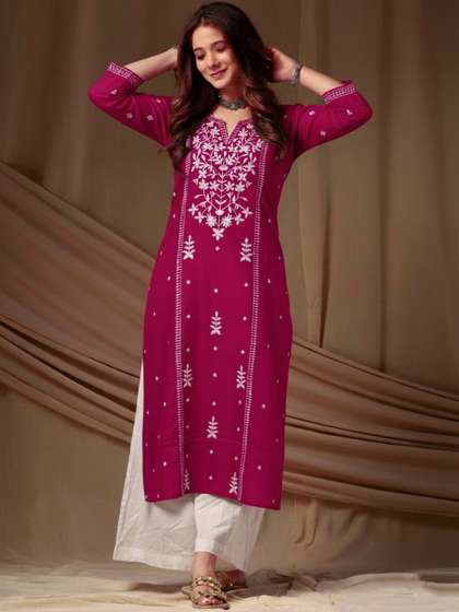 Anushansa Women
                          Ethnic Motifs Embroidered Kurta