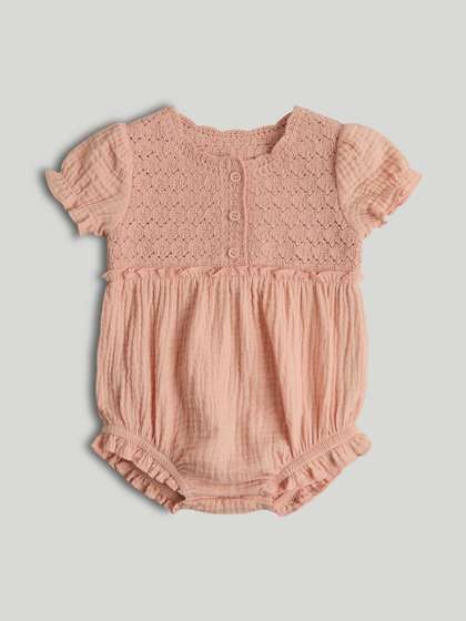mothercare Girls Self
                      Design Pure Cotton Round Neck Bodysuit