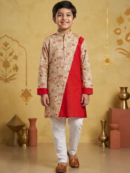 BAESD Boys Ethnic Motifs
                    Printed Regular Pure Cotton Kurta with Pyjamas