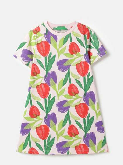 United Colors of
                    Benetton Floral Print A-Line Midi Dress