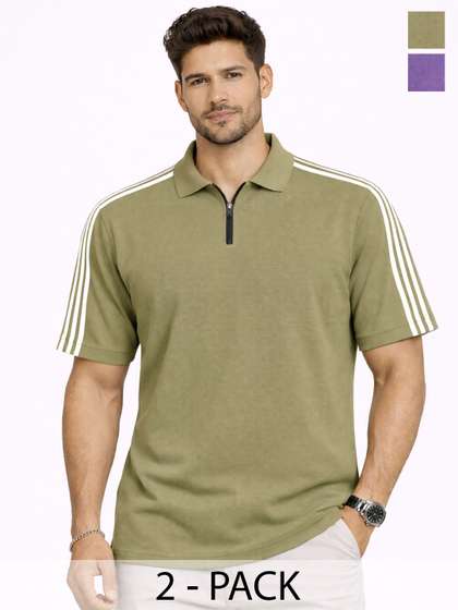 Organic Chics Striped Polo Regular Fit Tee