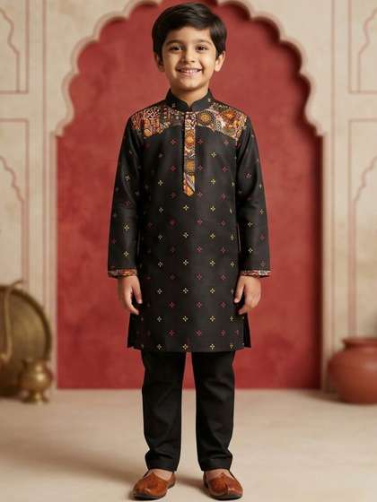 Cae Boys Ethnic Motifs
                    Printed Regular Kurta with Pyjamas