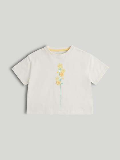 mothercare Girls Floral
                    Printed Extended Sleeves Pure Cotton Blend T-shirt