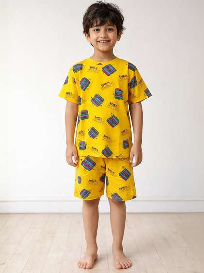 Anthrilo Kids Boys Pop
                      It Print Round Neck Pure Cotton Night Suit Set