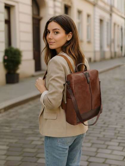 VISMIINTREND Women
                        PU Leather Casual Backpack