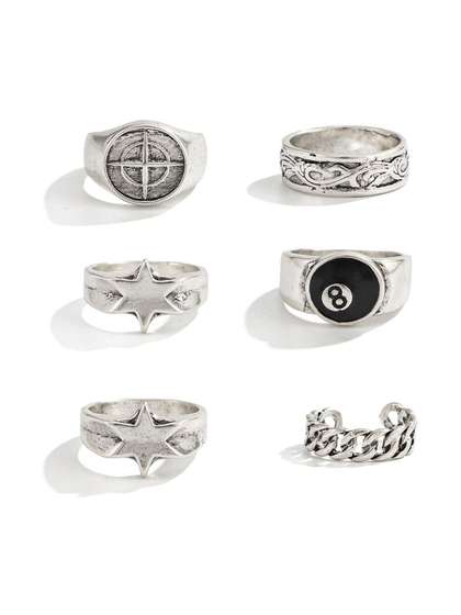 StyleCast x Revolte Set
                    of 6 Silver-Plated Finger Ring