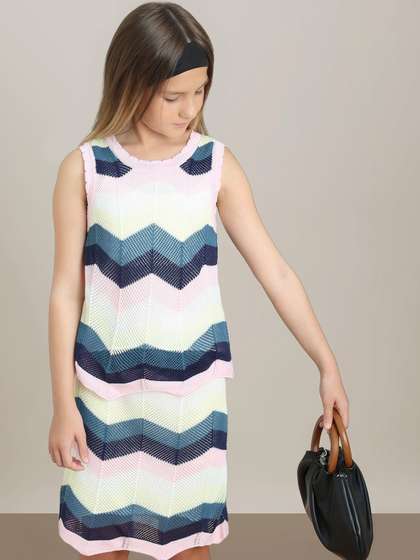 Vero Moda Girls Chevron
                    Printed Cotton Acrylic Knitted Top