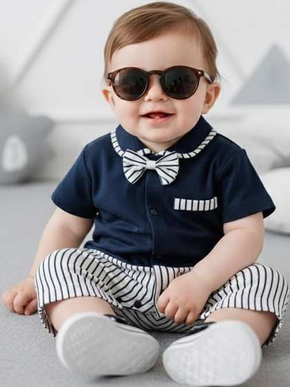 Zuxibela Kids Striped
                      Cotton Rompers