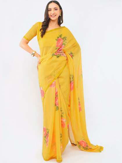 SAMANTHA Floral Pure
                        Linen Saree