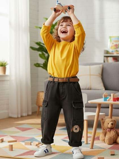 SALTY PUMPKIN Boys
                    Regular Fit Mid-Rise Mildly Distressed Light Fade
                    Stretchable Jeans