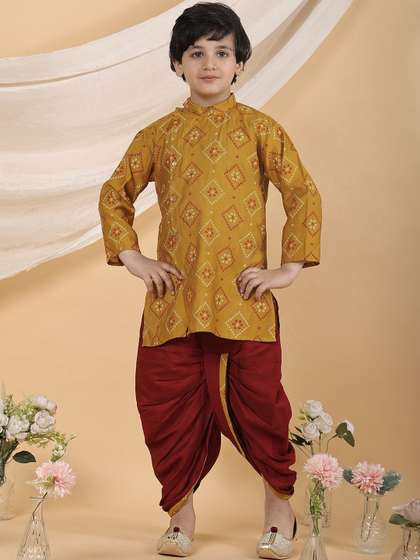 Superminis Boys Ethnic
                    Motifs Printed Regular Kurta with Dhoti Pants