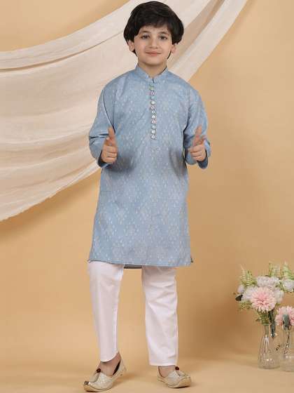 Superminis Boys Ethnic
                    Motifs Printed Regular Pure Cotton Kurta with
                    Pyjamas