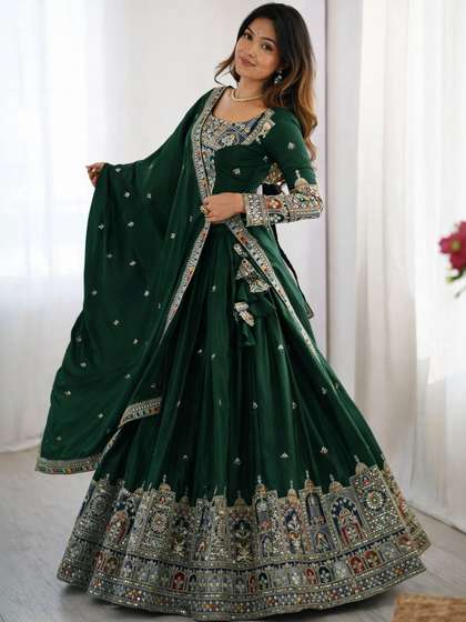 BAESD Embroidered
                        Semi-Stitched Lehenga & Unstitched Blouse
                        With Dupatta