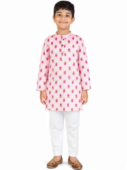 MAITREYO Boys Ethnic
                    Motifs Printed Regular Pure Cotton Kurta with
                    Pyjamas