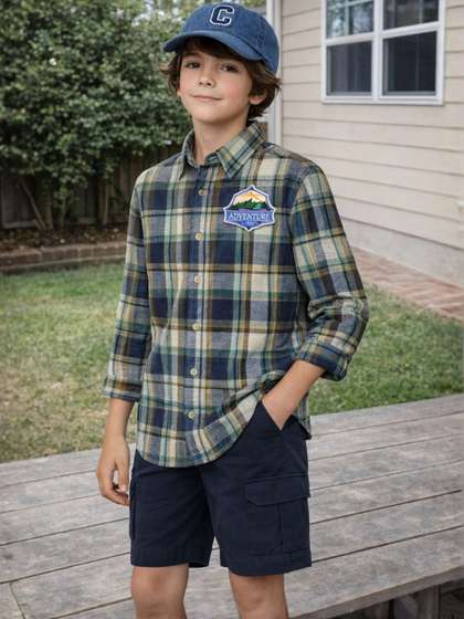 Gini and Jony Boys
                    Tartan Checks Checked Casual Shirt