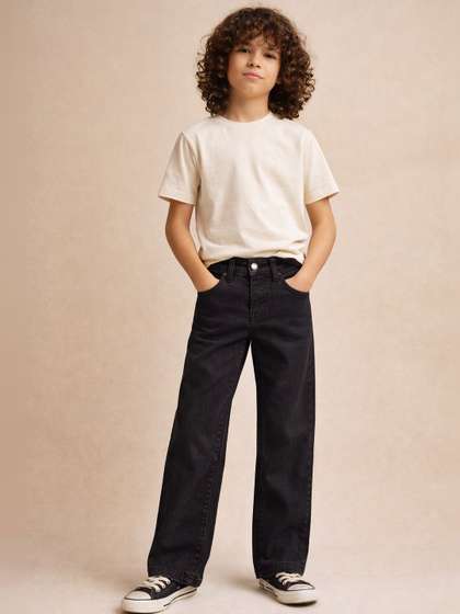 Gini and Jony Girls Wide
                    Leg Mid-Rise Light Fade Jeans