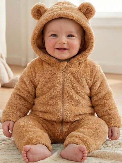BabyZone Infants Hooded
                    Rompers Rompers