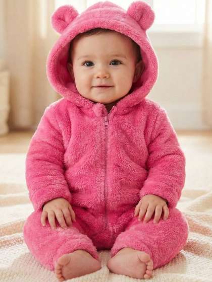BabyZone Infants Hooded
                    Rompers Rompers