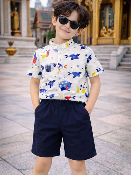 HERE&NOW Unisex Kids
                    Printed Shirt with Shorts