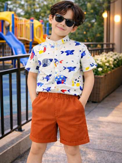 HERE&NOW Unisex Kids
                    Printed Shirt with Shorts