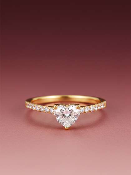 MAEJOY Heart
                        Solitaire Lab grown diamond 92.5 Sterling Silver
                        18KT Gold plated Band ring