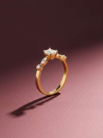 MAEJOY Emerald
                          & Marquise cut Lab grown diamond 92.5
                          Sterling Silver 18KT Gold plated ring