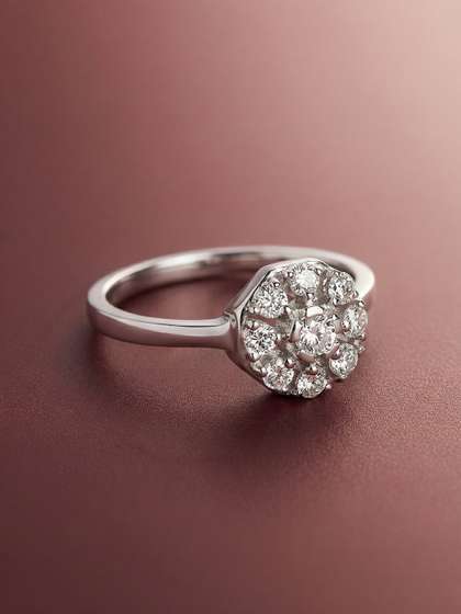 MAEJOY Women
                          cluster Lab grown diamond 92.5 Sterling Silver
                          18KT Rhodium plated ring