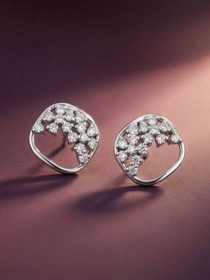 MAEJOY Cluster Lab
                        Grown Diamond 92.5 Sterling Silver 18KT Rhodium
                        Plated Stud Earrings