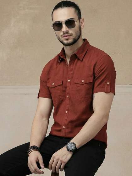 The Roadster
                        Lifestyle Co Men Solid Cotton Linen Casual
                        Shirt