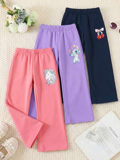 HELLCAT Girls Pack of
                      3 Regular Fit Cartoon Print Track Pants
