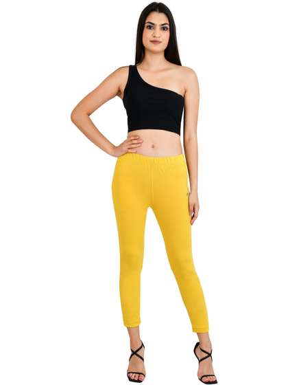 PADMAKSHI Women
                          Cotton Blend Solid Ankle Length Leggings