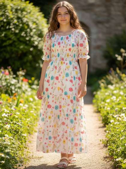 V-Mart Floral Print Maxi
                    Dress