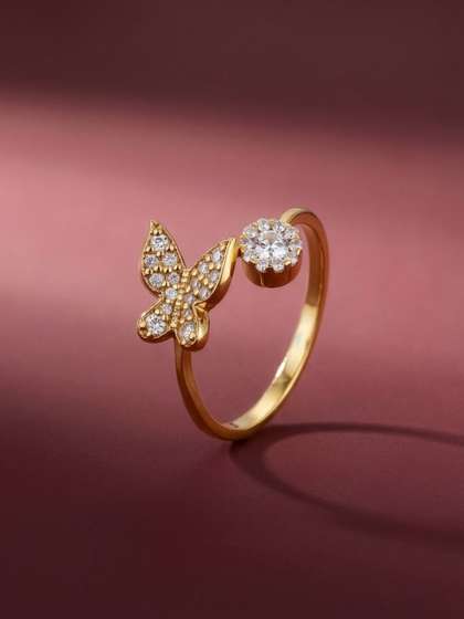 MAEJOY Butterfly Lab
                        grown diamond 92.5 Sterling Silver 18KT Gold
                        plated ring