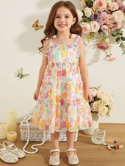 DHARMIKAAY TRENDZ Floral
                    Print Flutter Sleeve Fit & Flare Dress