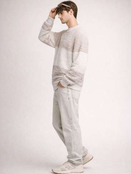 The Roadster Lifestyle
                      Co Colourblocked Round Neck Pullover Sweater
