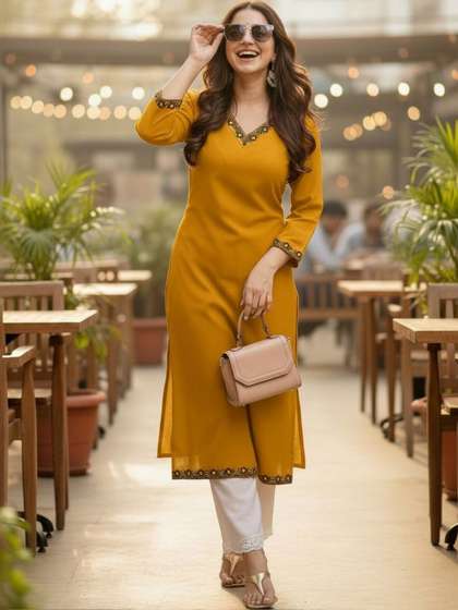 Pjyot by surhi
                          Women Embroidered Thread Work Kurta