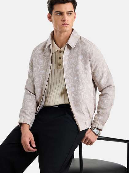 Snitch Men Floral
                        Bomber with Embroidered Jacket