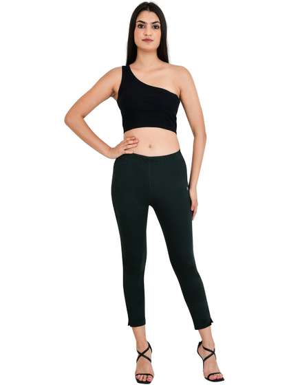 PADMAKSHI Women
                        Cotton Blend Solid Ankle Length Leggings
