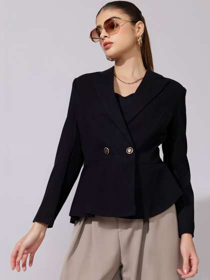 SHOWOFFFF Notched
                        Lapel Double Breasted Blazer