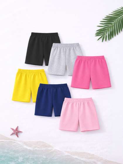 YK X Trampoline Girls
                    Pack of 6 Multicolor Solid Shorts