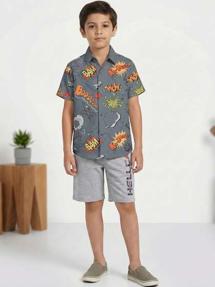 HELLCAT Boys Printed
                    Shirt with Shorts