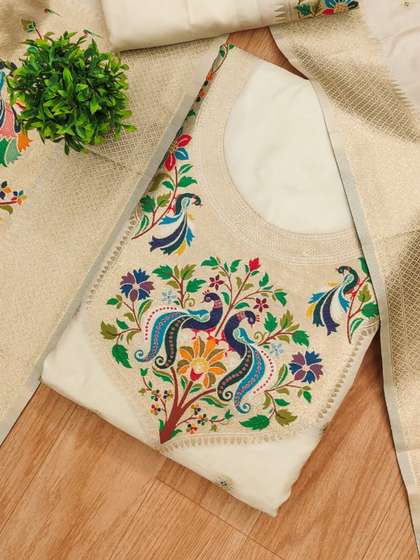 Royal Rajgharana
                        Saree Embroidered Pure Silk Unstitched Dress
                        Material