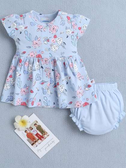 BUMZEE Floral Print Fit
                    & Flare Dress