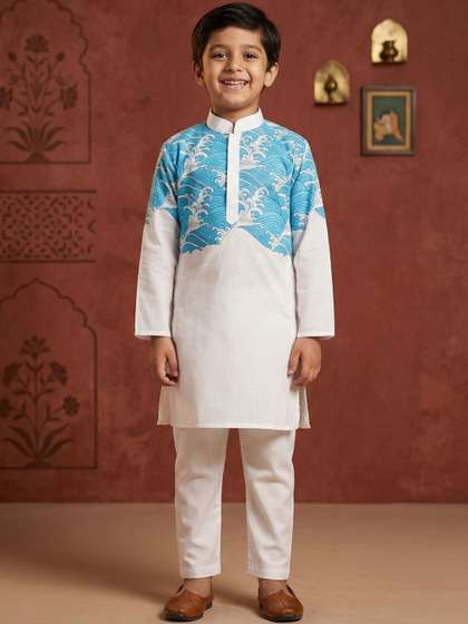 TAKE STYLE Boys Ethnic
                    Motifs Printed Regular Pure Cotton Kurta with
                    Pyjamas
